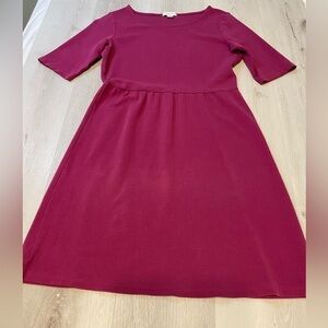 Garnet Hill Knee Length Short Sleeve Dress, Plum, Size 6